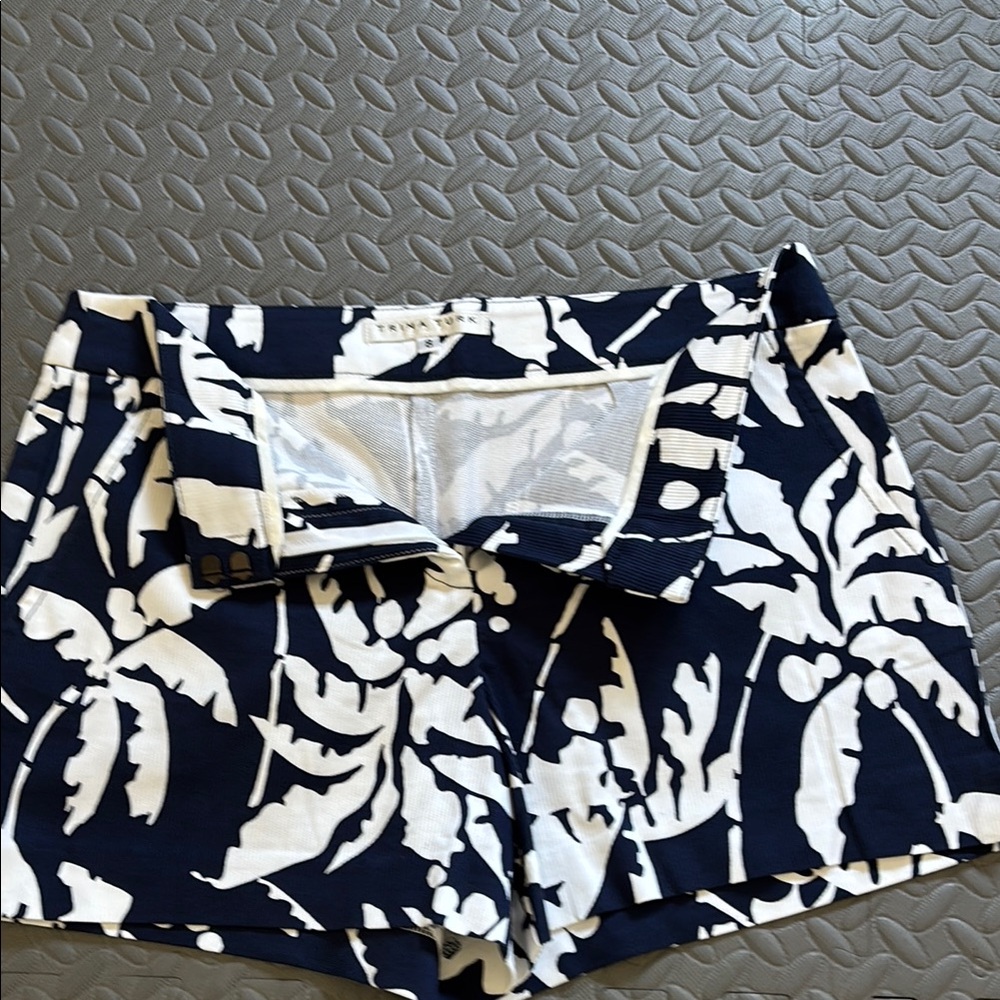 Trina Turk High Waist Navy and White Floral Shorts